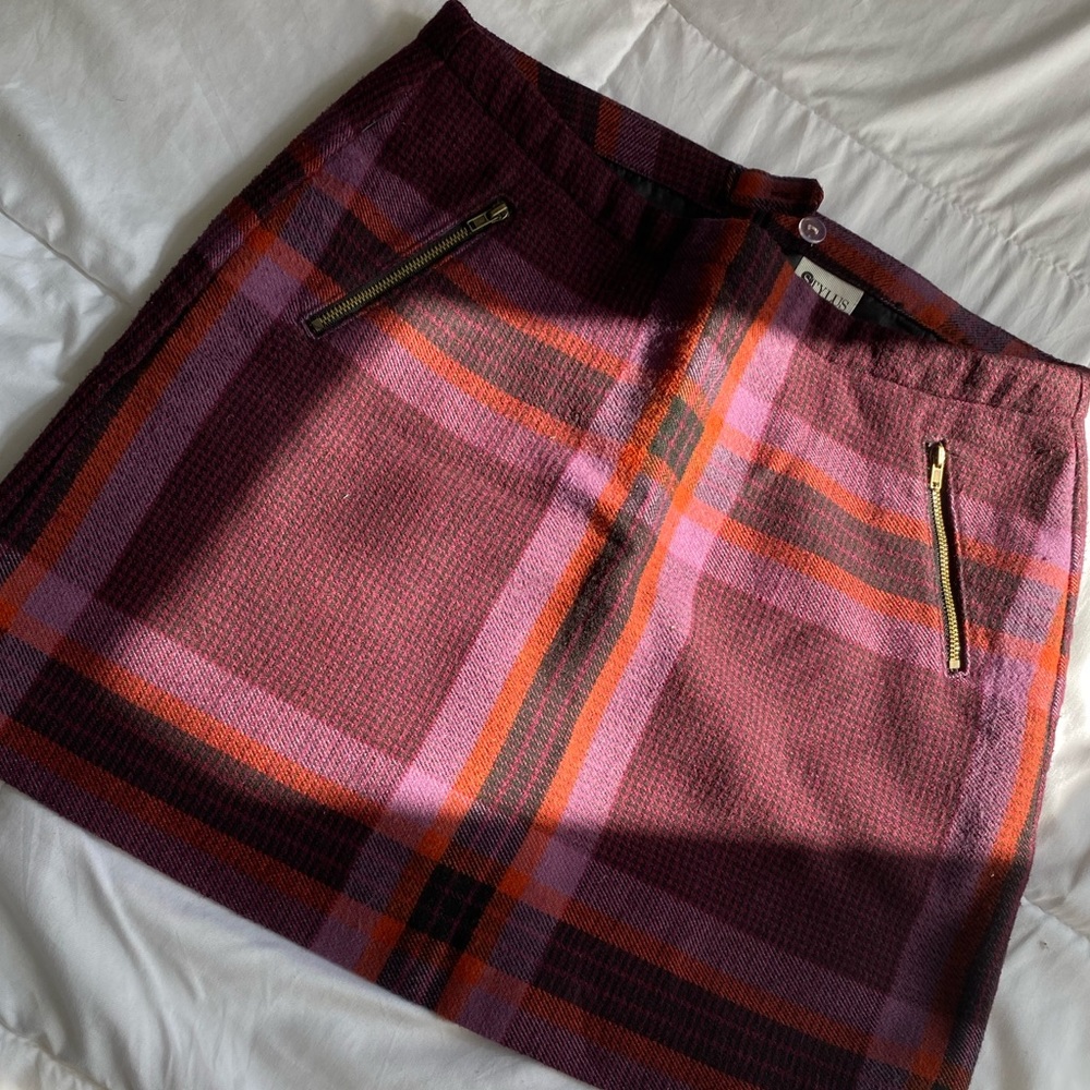 Macy’s Stylus Lined Tartan Miniskirt Like New